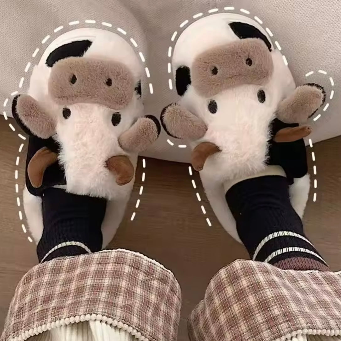 Buttercup & Biscuit Stitched Cow Slippers