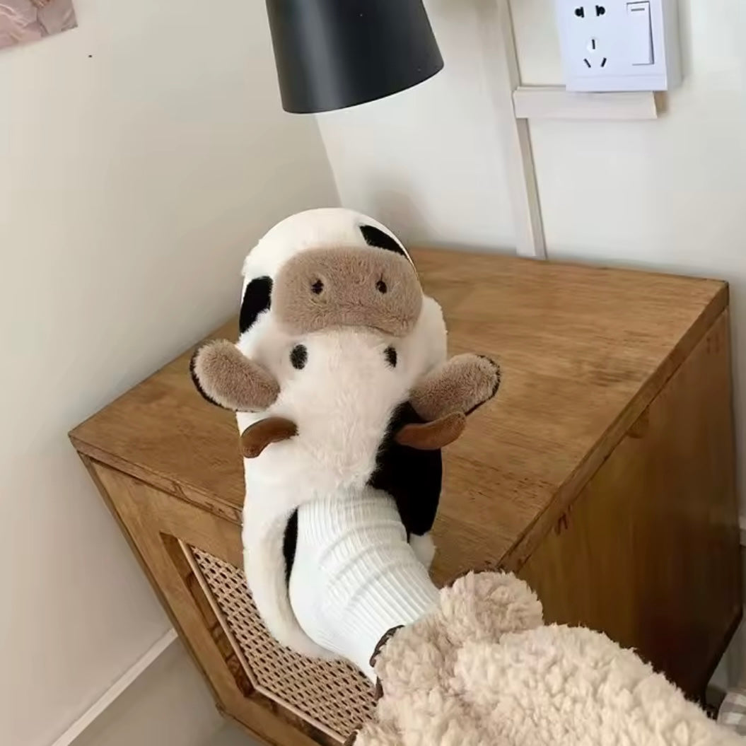 Buttercup & Biscuit Stitched Cow Slippers