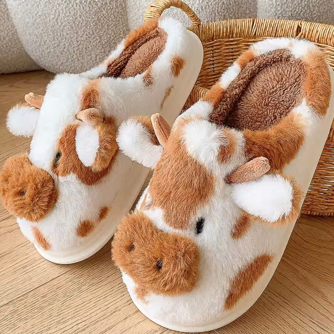 Buttercup & Biscuit Stitched Cow Slippers